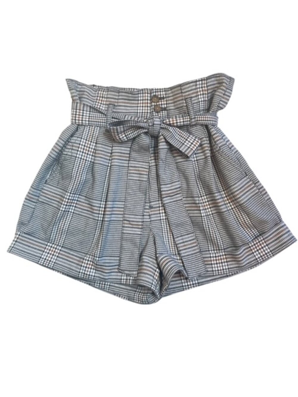 ABERCROMBIE & FITCH High-Waisted Paper Bag Gray Plaid Shorts - Size Small